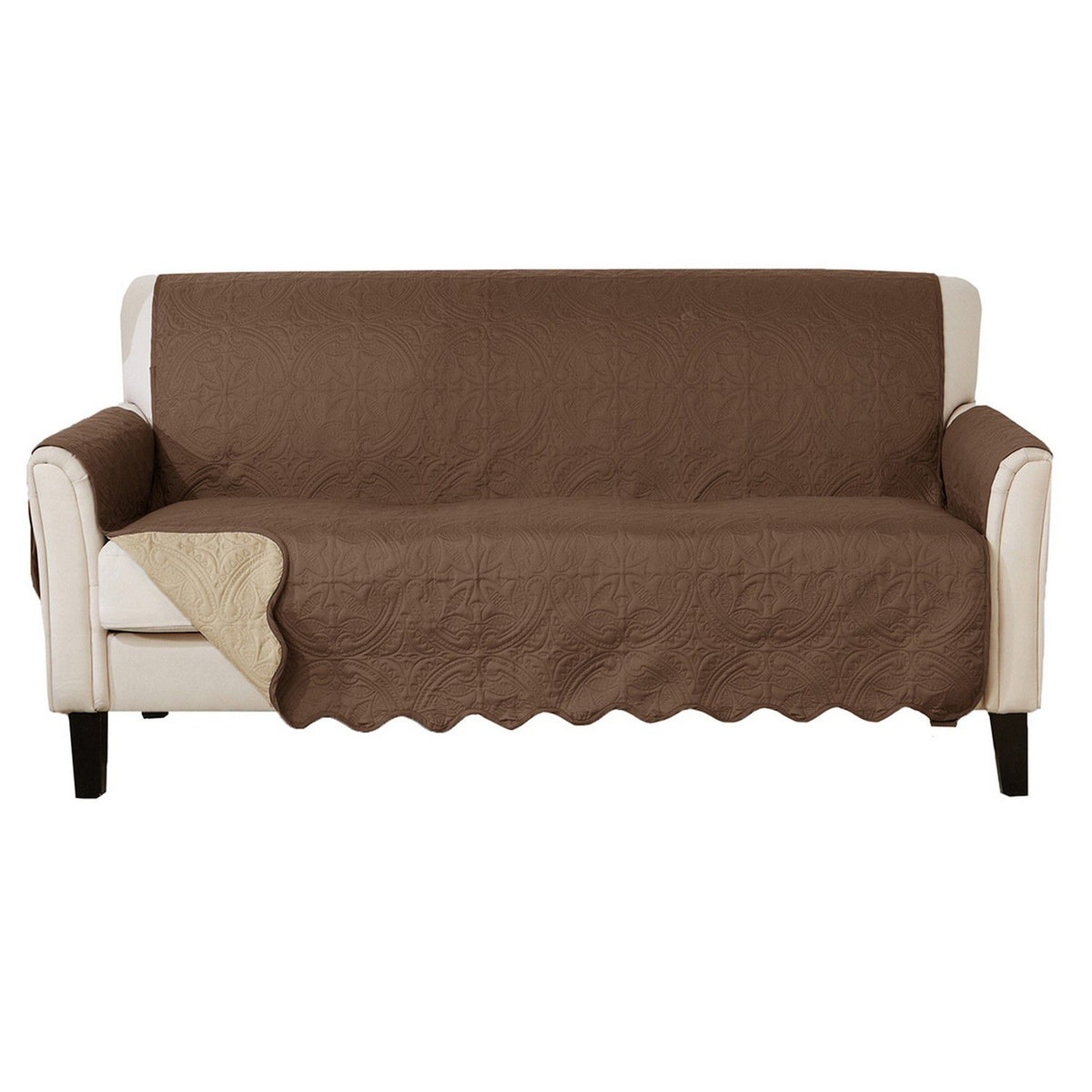 Embossed Medallion Sofa Cover - Chocolate