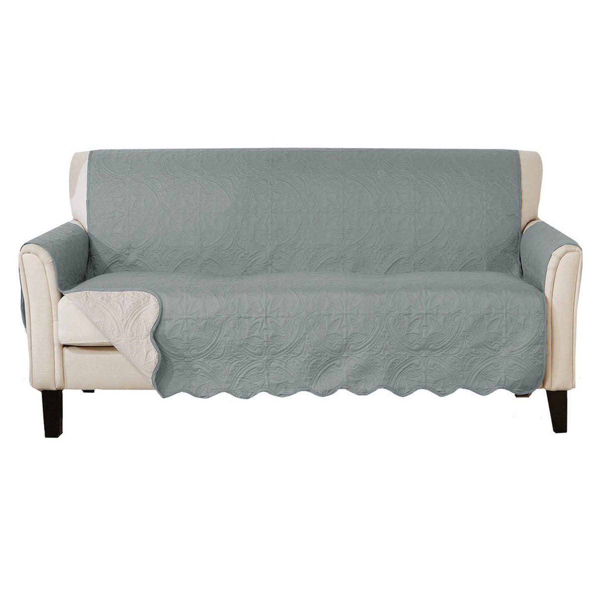 Embossed Medallion Sofa Cover - Mirage Gray