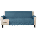 Embossed Medallion Sofa Cover - Smoke Blue Ivory