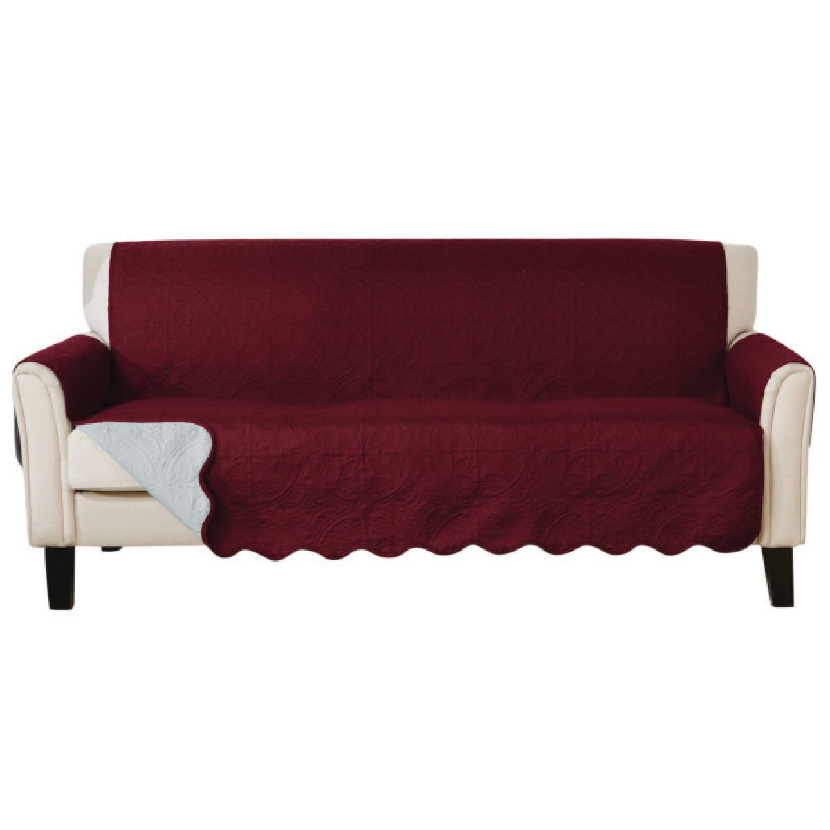 Embossed Medallion Sofa Cover - Wine Light Gray
