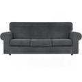 Ultra-Stretch 4-Piece Velvet Couch Cover - Dark Grey