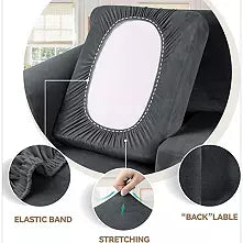 Ultra-Stretch 4-Piece Velvet Couch Cover - Dark Grey